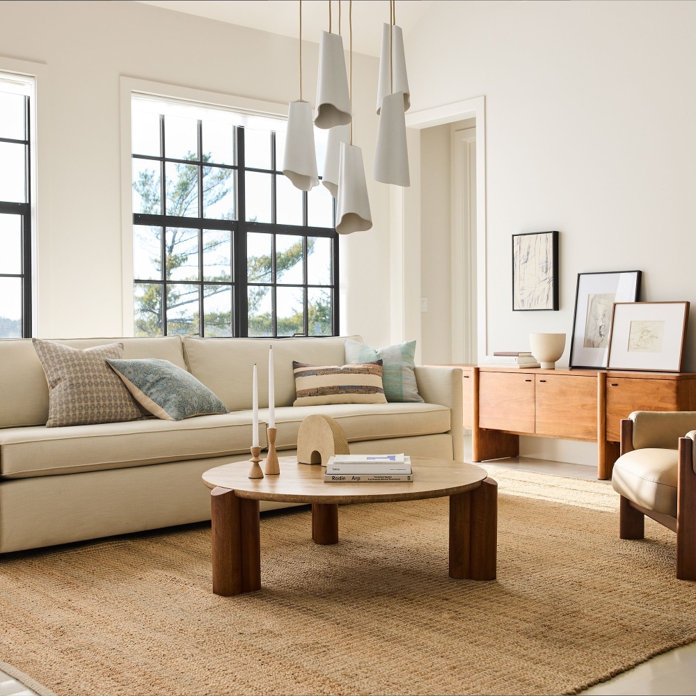 SUNG - Mid Century Round Travertine Coffee Table - Image 3