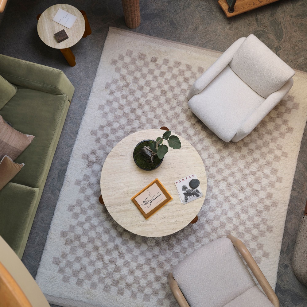 SUNG - Mid Century Round Travertine Coffee Table - Image 6