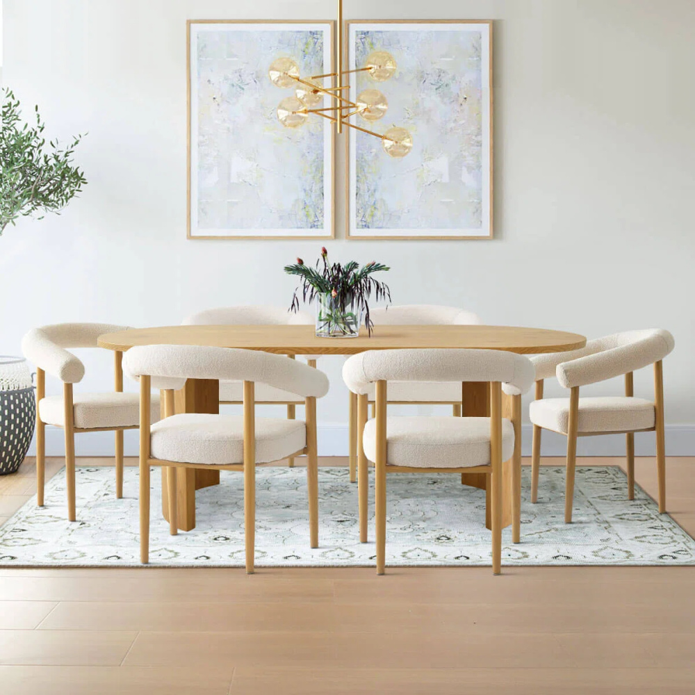 CHORD - Minimalist Design Oak Brown Dining Table Set