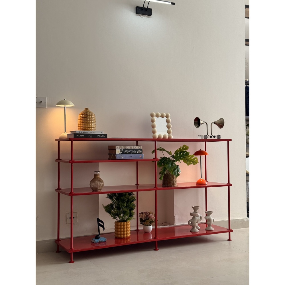 REDDLE - Industrial Style Red Metallic Console Table - Image 2
