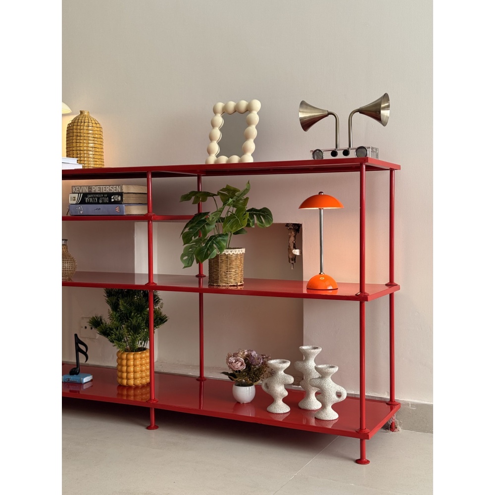 REDDLE - Industrial Style Red Metallic Console Table - Image 4