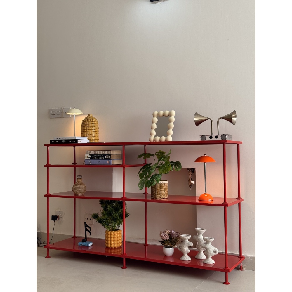 REDDLE - Industrial Style Red Metallic Console Table - Image 5