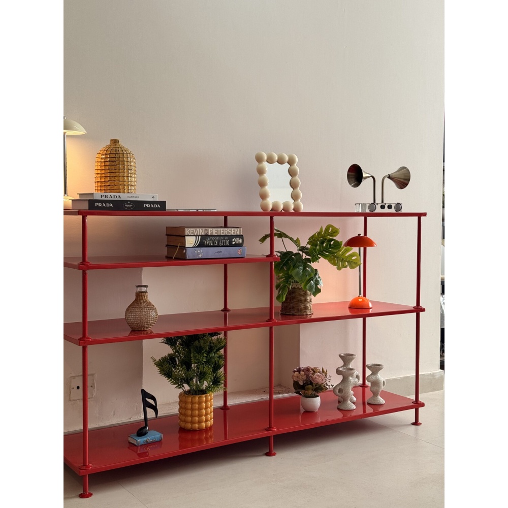 REDDLE - Industrial Style Red Metallic Console Table - Image 6