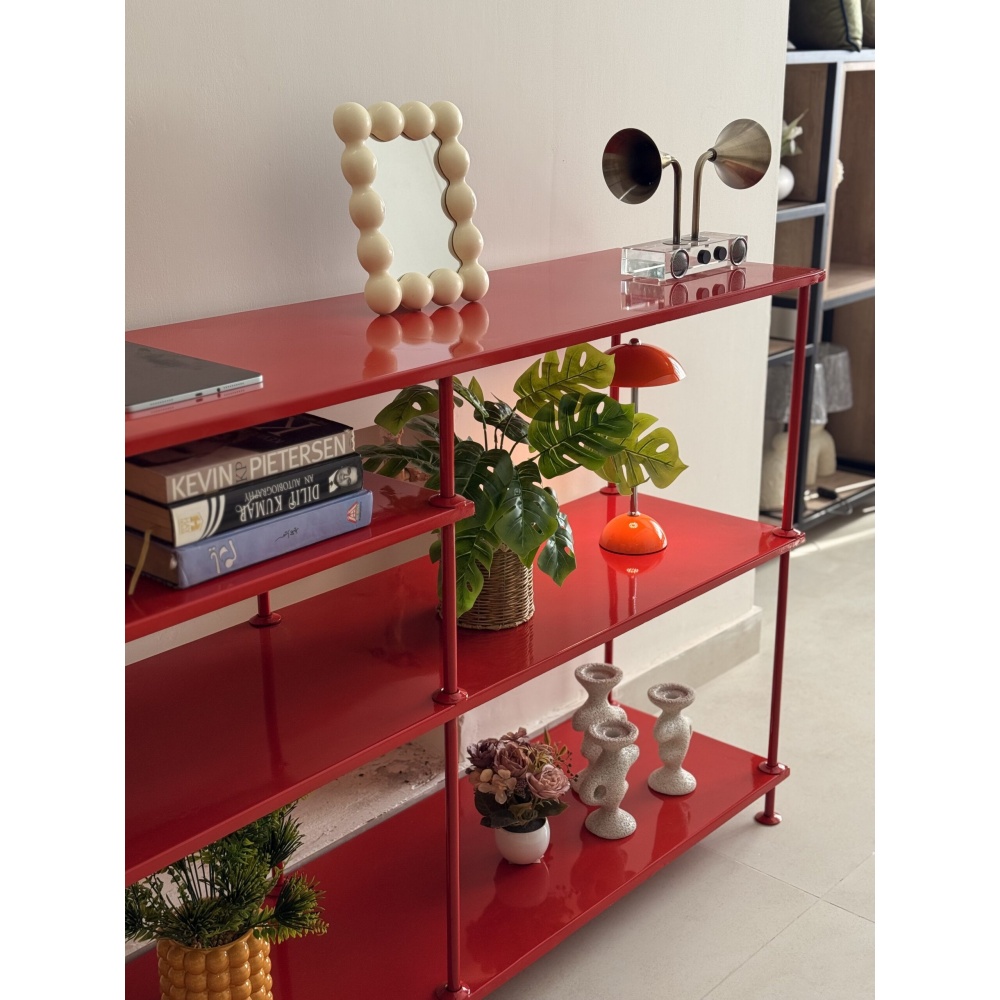 REDDLE - Industrial Style Red Metallic Console Table - Image 7