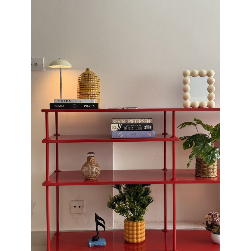 REDDLE - Industrial Style Red Metallic Console Table
