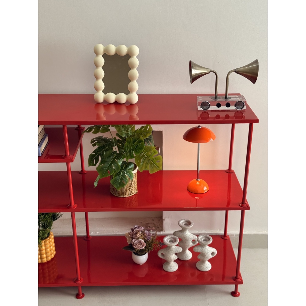 REDDLE - Industrial Style Red Metallic Console Table - Image 8