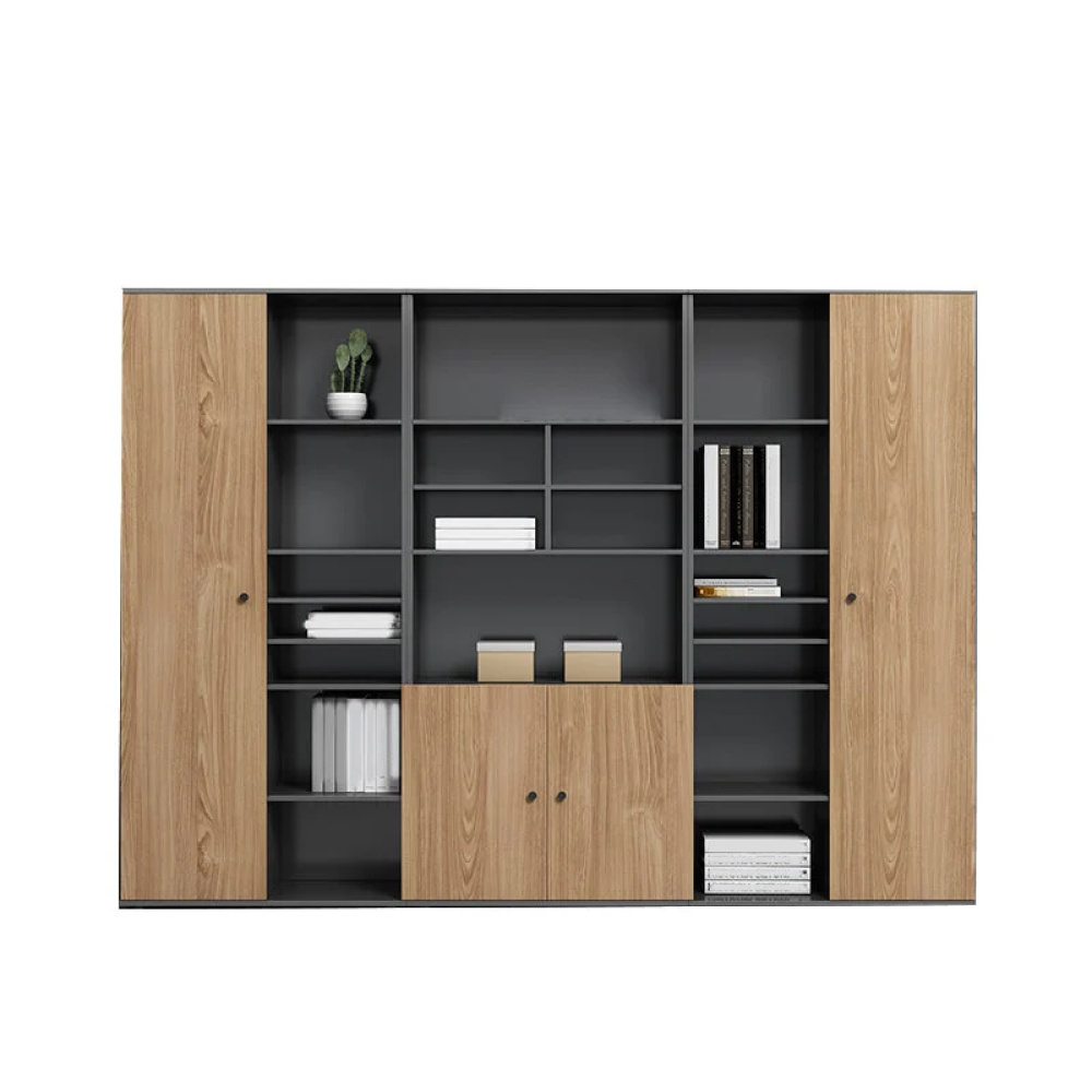 REED - Modular Black & Oak Brown Office Storage Book Rack - Image 3