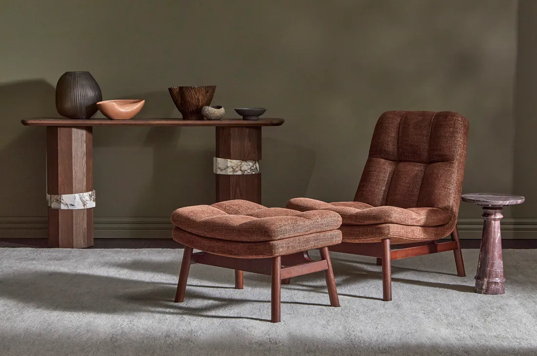 HARBOR - Mid-Century Inspired Dark Brown Footrest Stool - Image 3