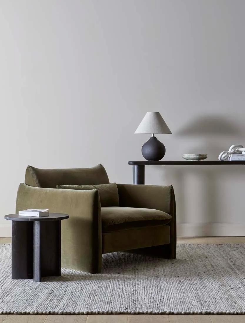 BODEN - Olive Green Flared Arms Accent Chair - Image 4