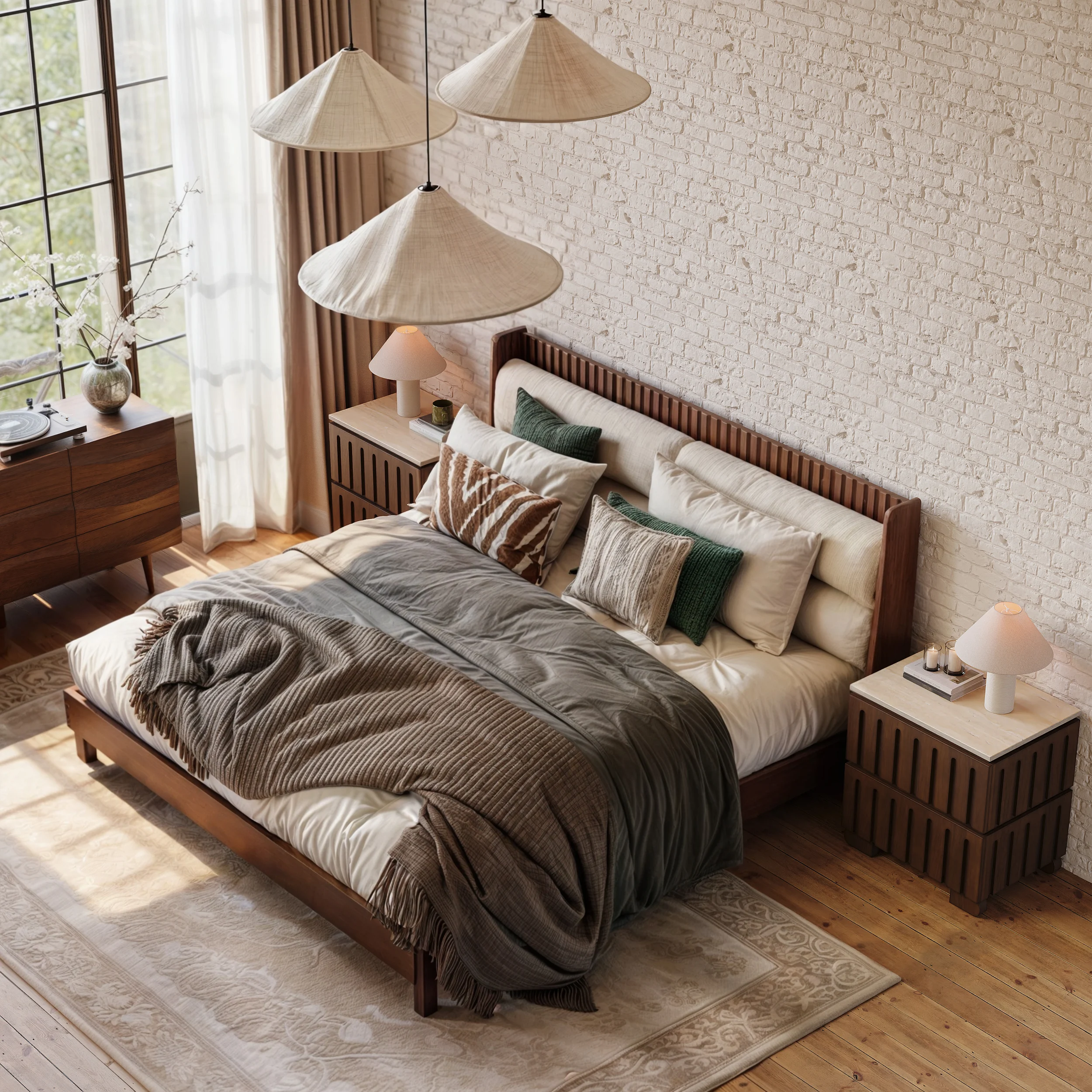 COCOON - Walnut Brown Polished Modern Bedroom Set - Image 2