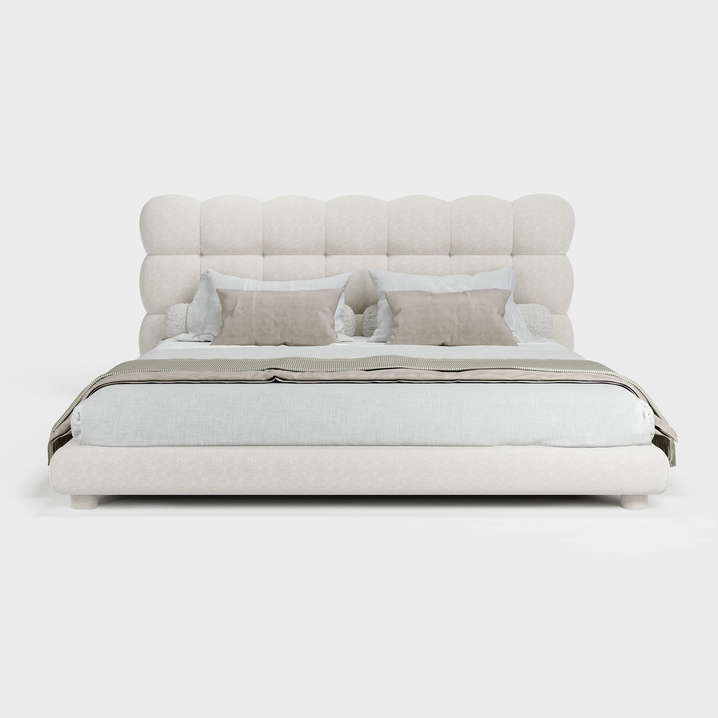ELYSIA - Off White Boucle Contemporary Design Bubble Bedroom set - Image 8