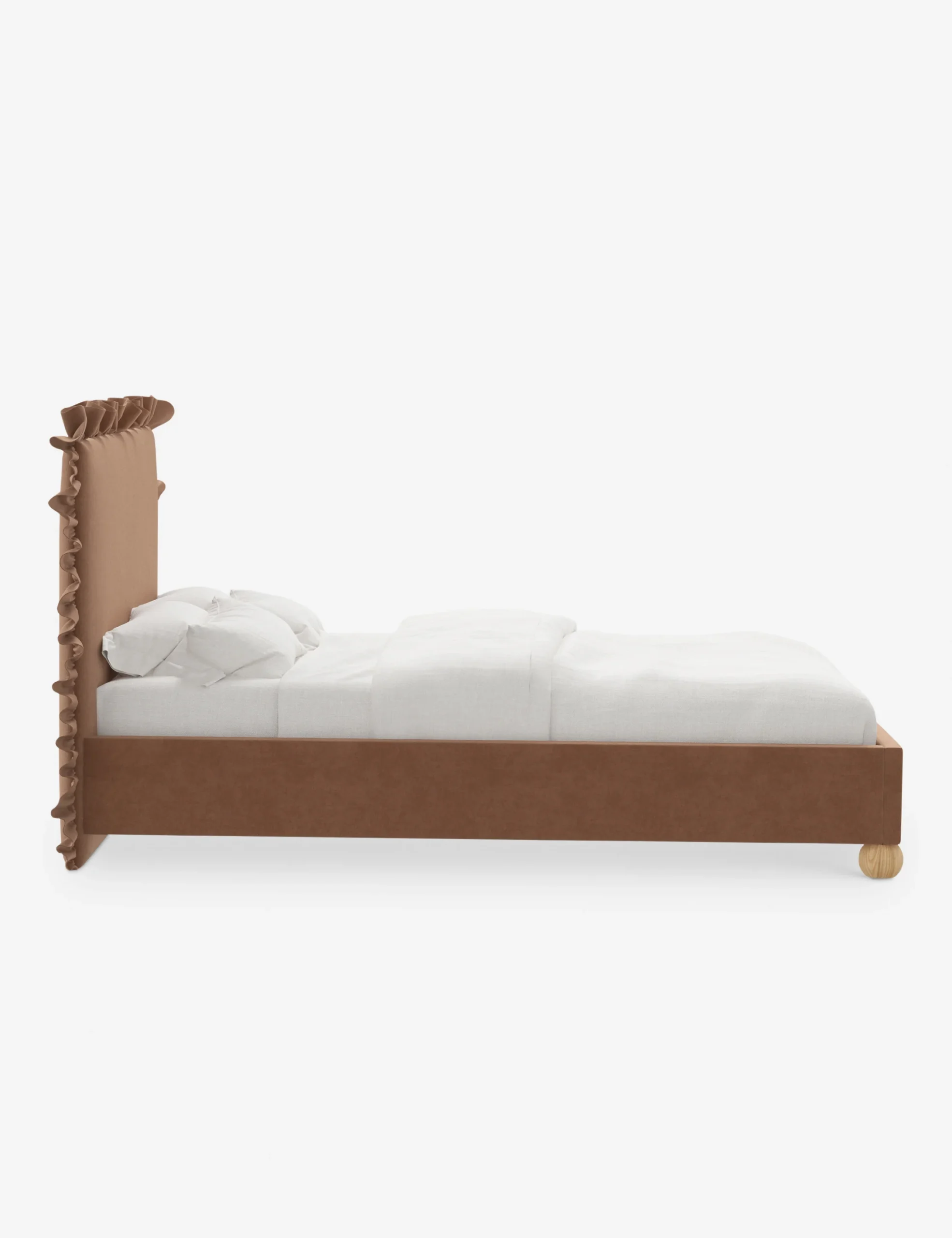 PLUMA - Brown Ruffle Headboard Style King-Size Bed - Image 3