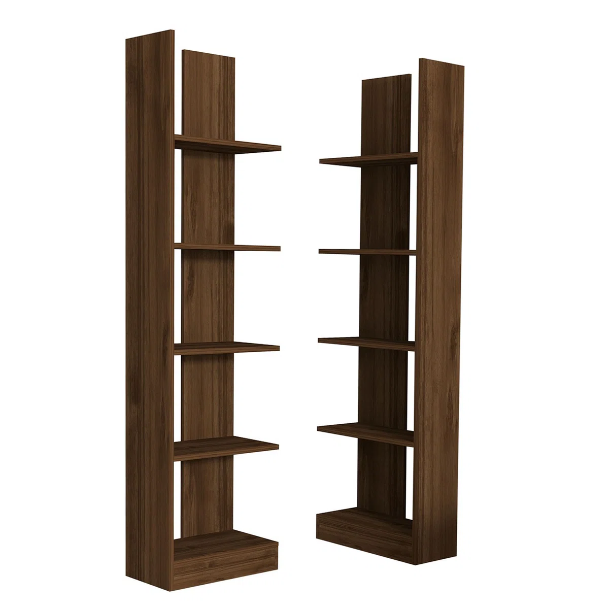 ECLIPSE - Walnut Brown Two-Piece Modern Bookshelf - Image 5