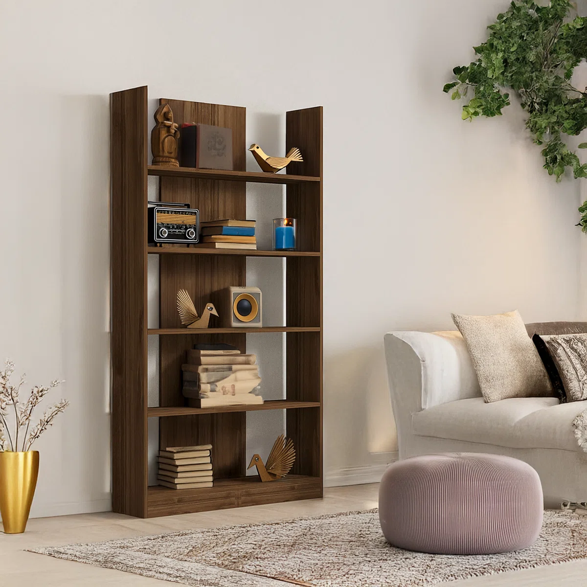 ECLIPSE - Walnut Brown Two-Piece Modern Bookshelf - Image 3