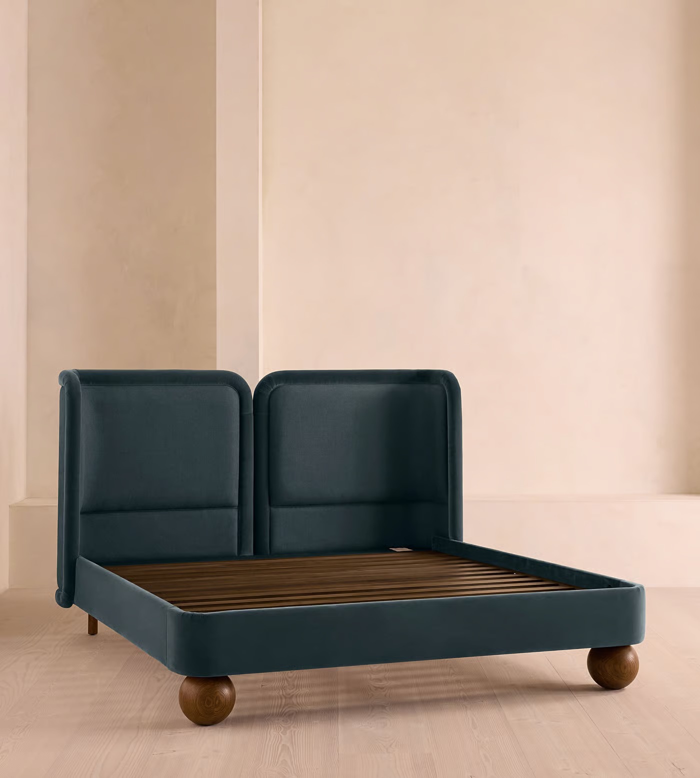 BRUDY – Royal Blue Suede King-Size Bed - Image 4