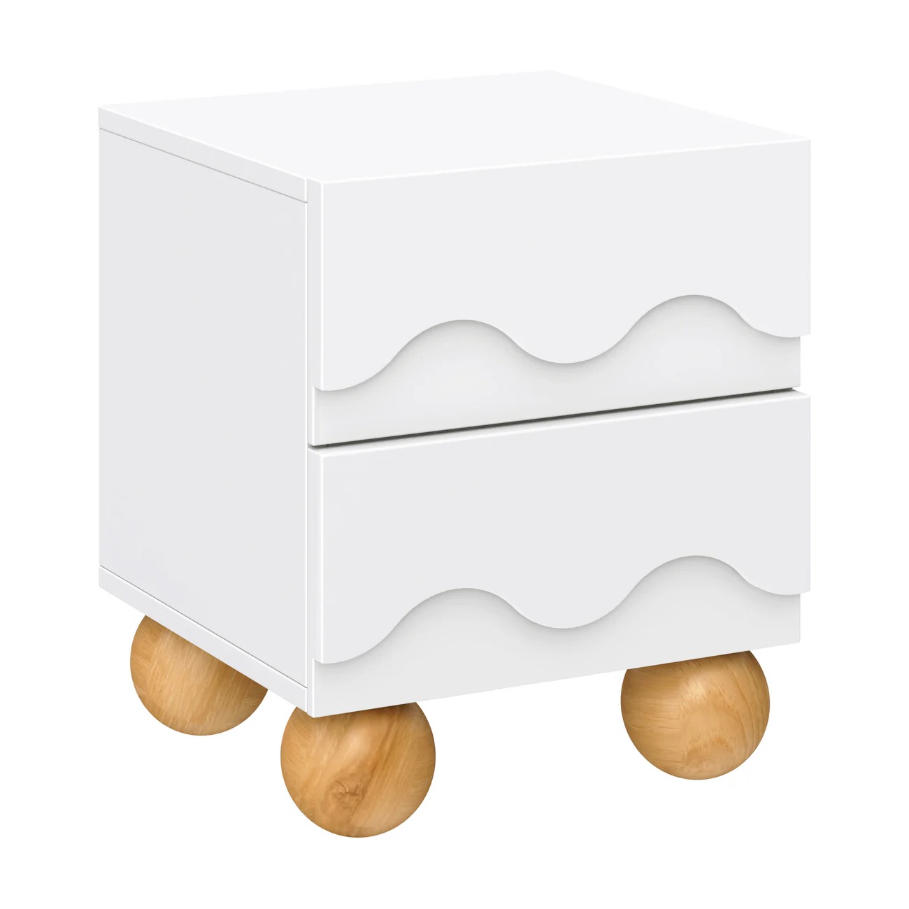 SANDY – White Wave Kids’ Nightstand With Oak Round Feet - Image 3