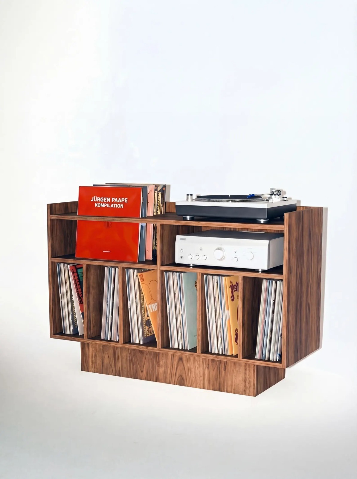 VINTRA – Walnut Vinyl TV Stand with Built-In Record Storage - Image 3