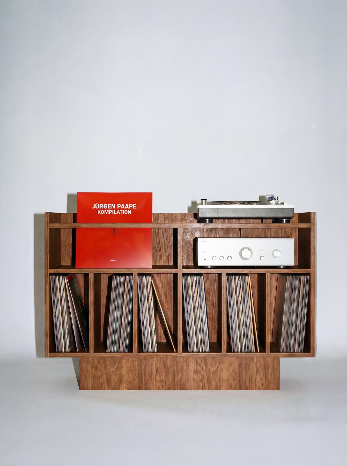 VINTRA – Walnut Vinyl TV Stand with Built-In Record Storage - Image 2