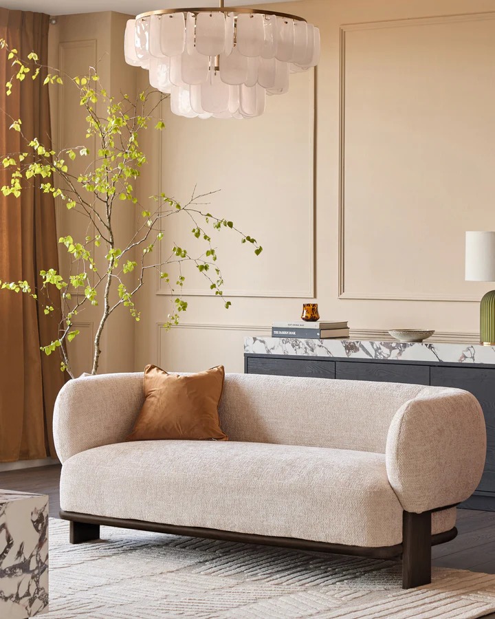 JADEN – Off White Sculpted Two Seater Sofa - Image 2