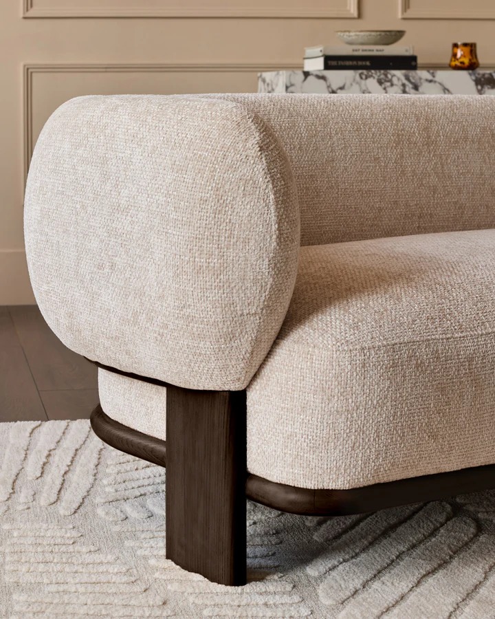JADEN – Off White Sculpted Two Seater Sofa - Image 5